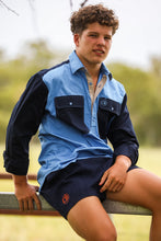 Load image into Gallery viewer, Crowbar - Harlequin Closed Front Long Sleeve Shirt - Light Blue | French Navy