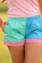 Load image into Gallery viewer, Mary G - Old School Harlequin Panel Shorts Mint / Cornflower / Blush Panel