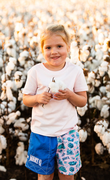 MaryG - Youth - Australian Cotton Old School Harlequin Cobalt Blue | Happy Days | Spearmint | Pale Pink Short