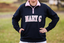 Load image into Gallery viewer, Mary G 1/2 Zip Closed Jumper - French Navy-Pale Pink
