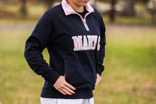 Load image into Gallery viewer, Mary G 1/2 Zip Closed Jumper - French Navy-Pale Pink
