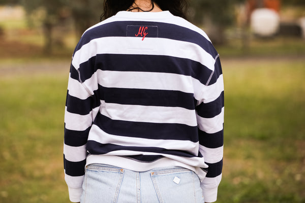 MaryG - Crew Neck Sweatshirt (French Navy | White)