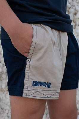 Andy Youth - Harlequin Drill Short - Clay | Navy - Navy Embroidery