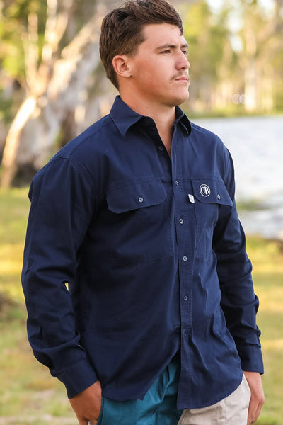 Crowbar - Grown Here (Mens) Open Front Long Sleeve Shirt - French Navy