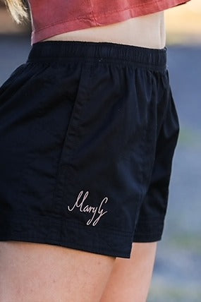 MaryG Youth - Old School Short Black | Rose Gold Metallic Embroidery