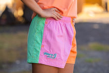 Load image into Gallery viewer, MaryG - Old School Australian Cotton Harlequin Lily | Peach | Peach | Sky Blue | Spearmint Short
