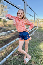 Load image into Gallery viewer, MaryG - Youth - Australian Cotton Old School Denim | Peach Panel Short
