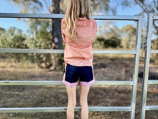 MaryG - Youth - Old School French Navy | Peach | Lily Panel Short