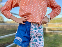 Load image into Gallery viewer, MaryG - Youth - Australian Cotton Old School Harlequin Cobalt Blue | Happy Days | Spearmint | Pale Pink Short
