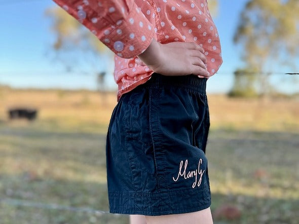 MaryG Youth - Old School Short Black | Rose Gold Metallic Embroidery