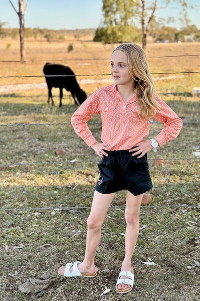 MaryG Youth - Old School Short Black | Rose Gold Metallic Embroidery