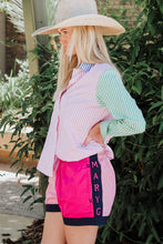 Load image into Gallery viewer, MaryG Youth - Old School Harlequin Panel Shorts (Blush | Hot Pink | French-Navy)
