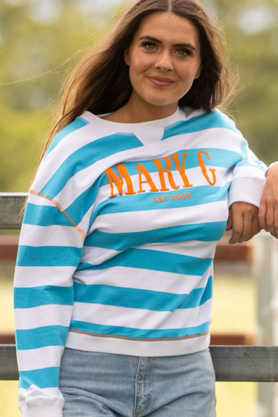 MaryG - Crew Neck Sweatshirt (Cornflower | Neon Tangerine | White)