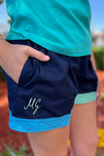 Load image into Gallery viewer, MaryG - Old School Panel Short (French Navy-Cornflower-Mint)
