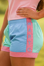 Load image into Gallery viewer, MaryG Youth - Old School Harlequin Panel Shorts (Mint | Cornflower | Blush Panel)
