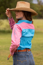 Load image into Gallery viewer, MaryG - Harlequin - Closed Front Long Sleeve Shirt (Cornflower | Blush)
