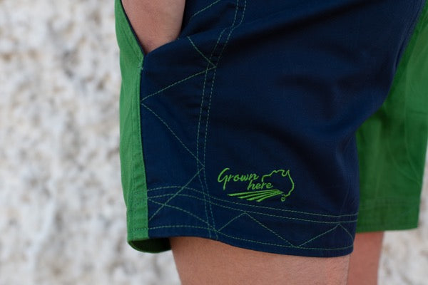 Andy  - Grown Here - Harlequin Drill Short - French Navy | Johnie Green